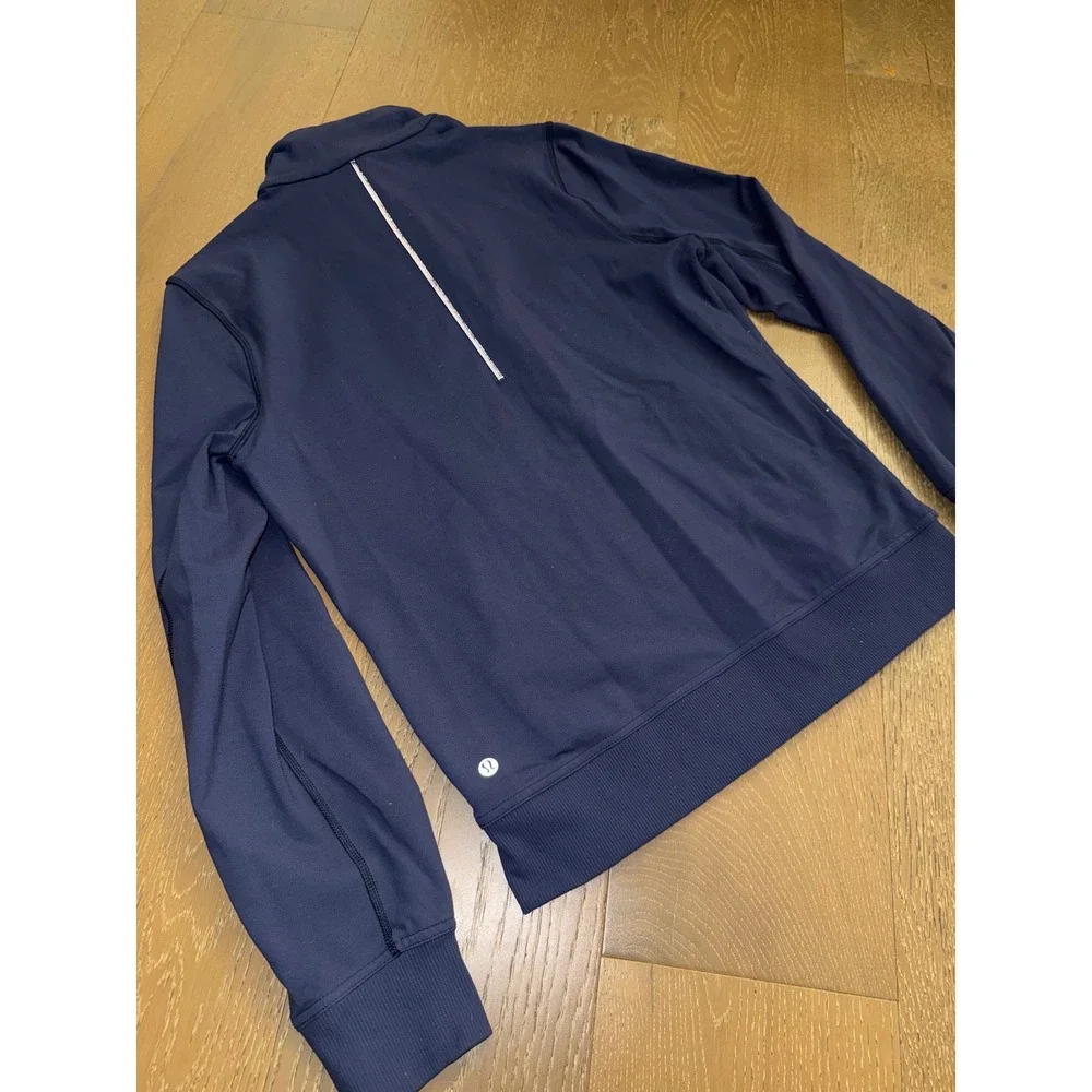 Lululemon Sojourn Jacket Mens Small Navy Blue Full Zip Mock Neck Track Jacket